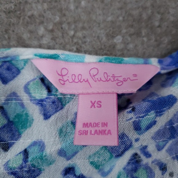 Lilly Pulitzer Amisa Top Womens XS Blue Green Boho‎ Peplum Bell Sleeve Tunic - Picture 5 of 10